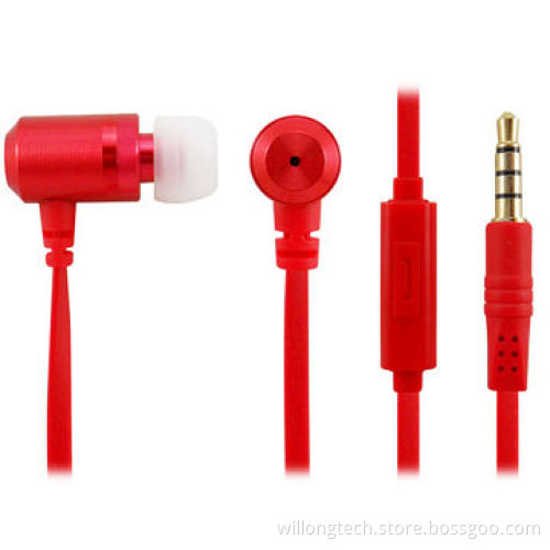 Colored Earbuds with Mic -Red